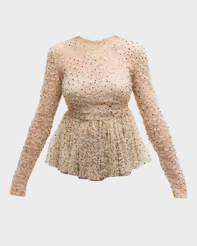 Embellished Flounce Hem Top